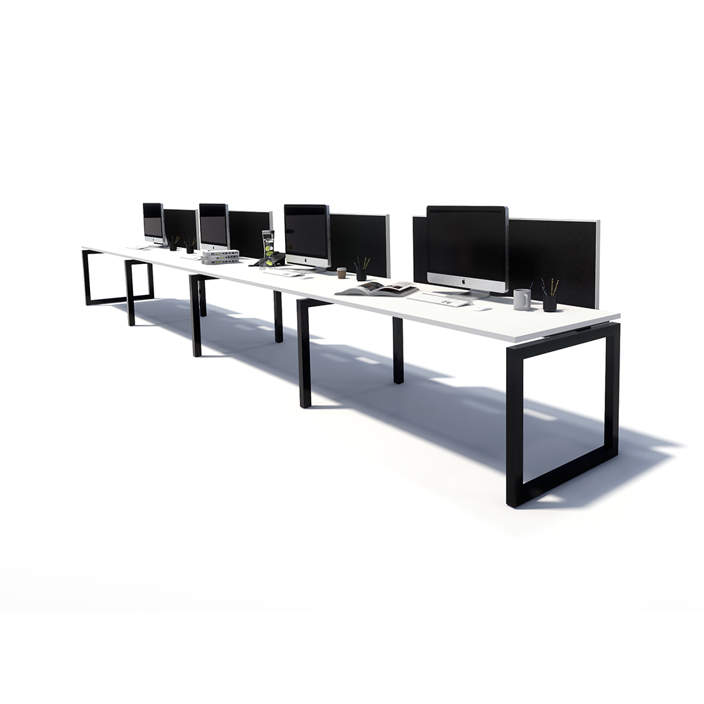 Gen O 4 Person Side by Side Black Frame Workstation