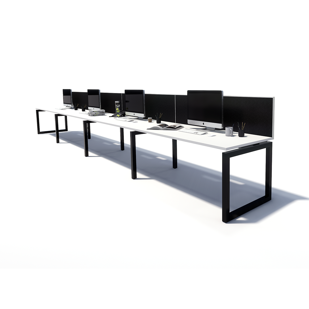 Gen O 4 Person Side by Side Black Frame Workstation