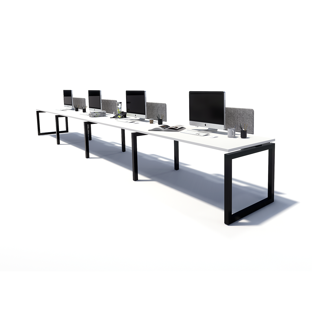 Gen O 4 Person Side by Side Black Frame Workstation