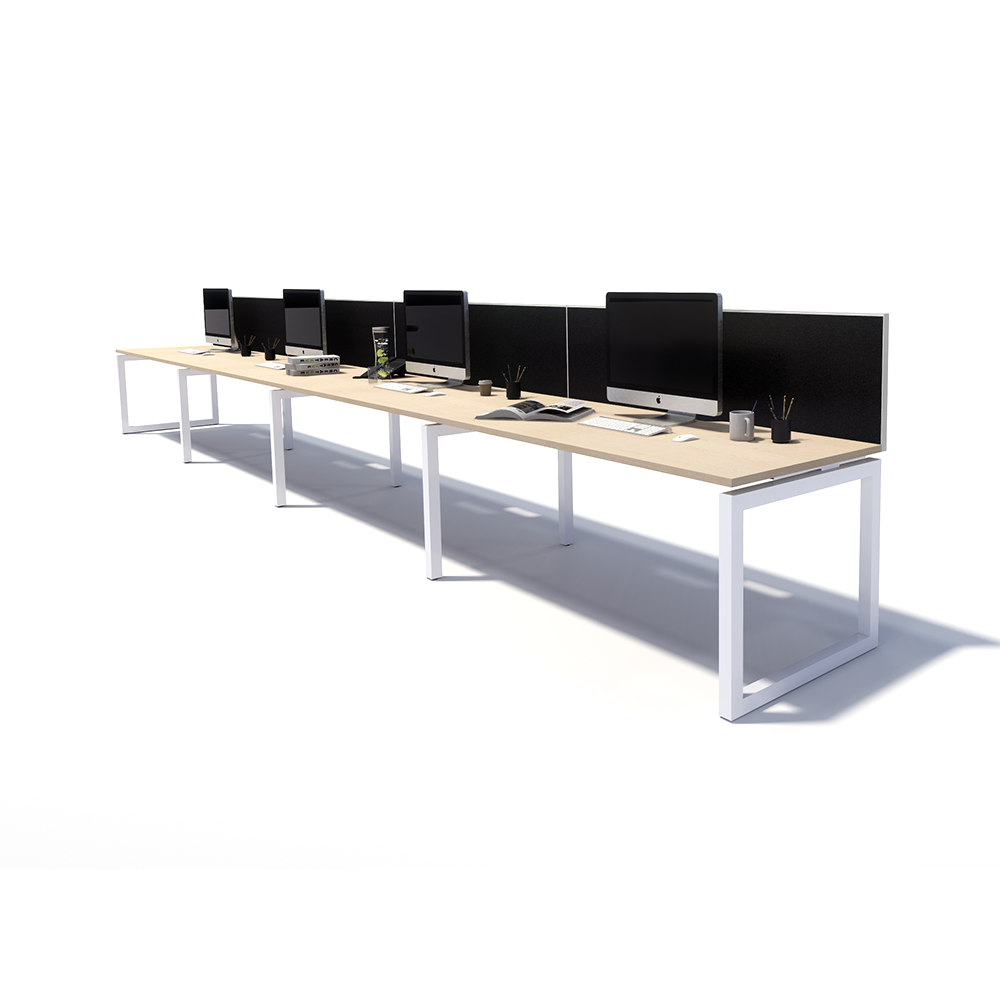 Gen O 4 Person Side by Side White Frame Workstation