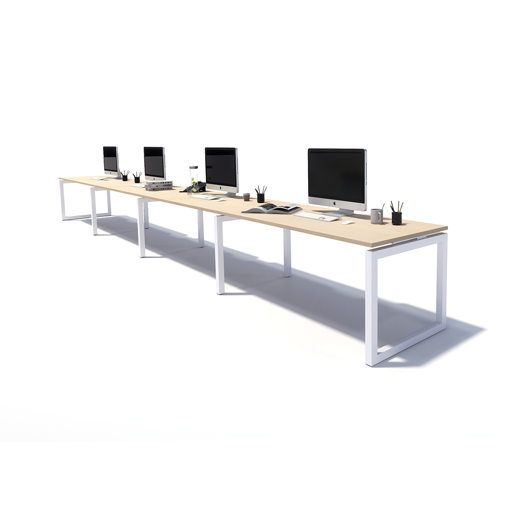 Gen O 4 Person Side by Side White Frame Workstation