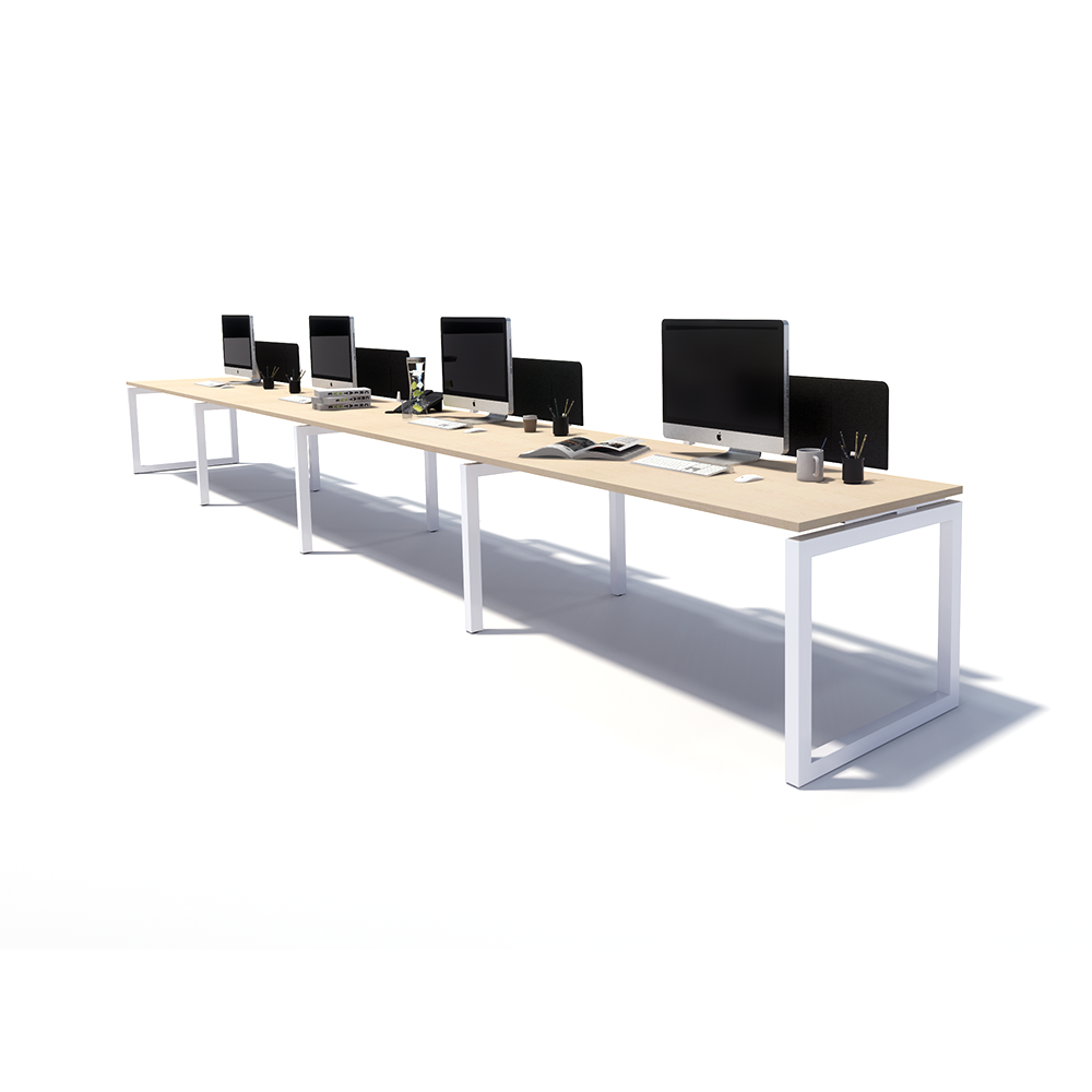 Gen O 4 Person Side by Side White Frame Workstation