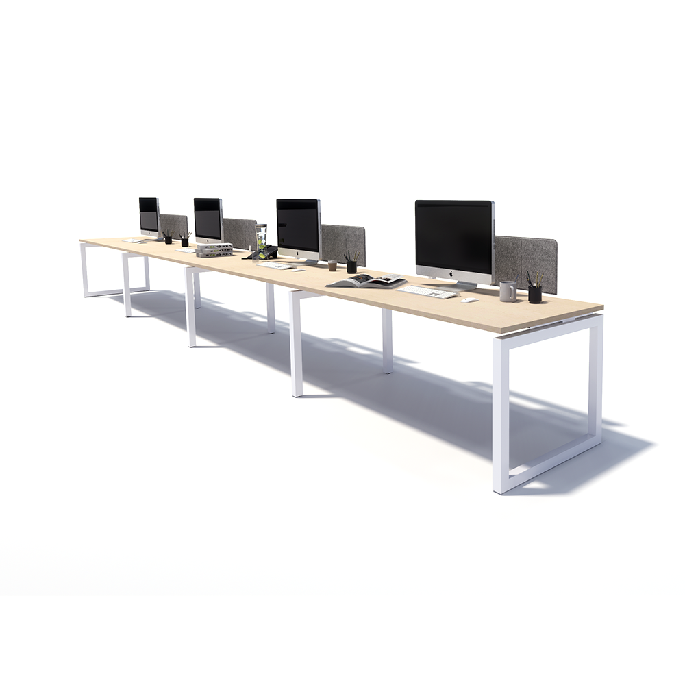 Gen O 4 Person Side by Side White Frame Workstation