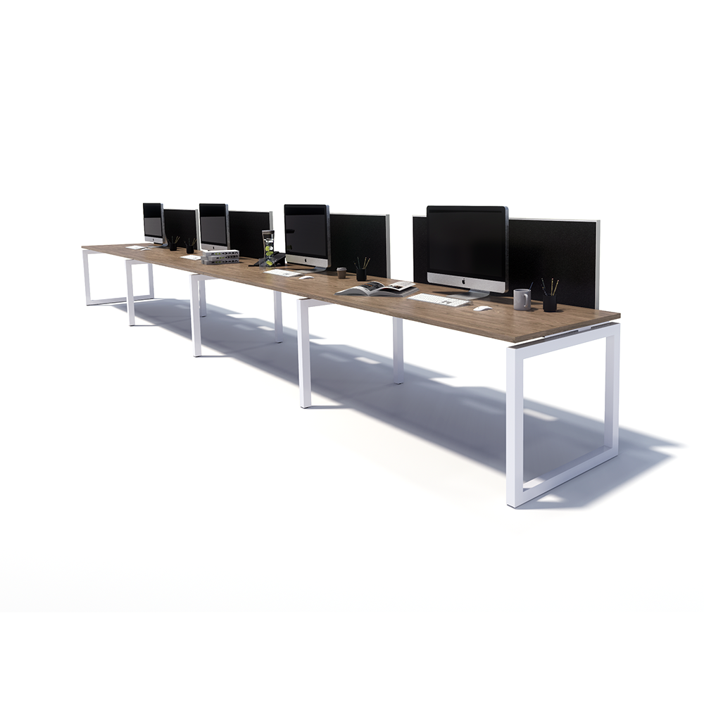 Gen O 4 Person Side by Side White Frame Workstation