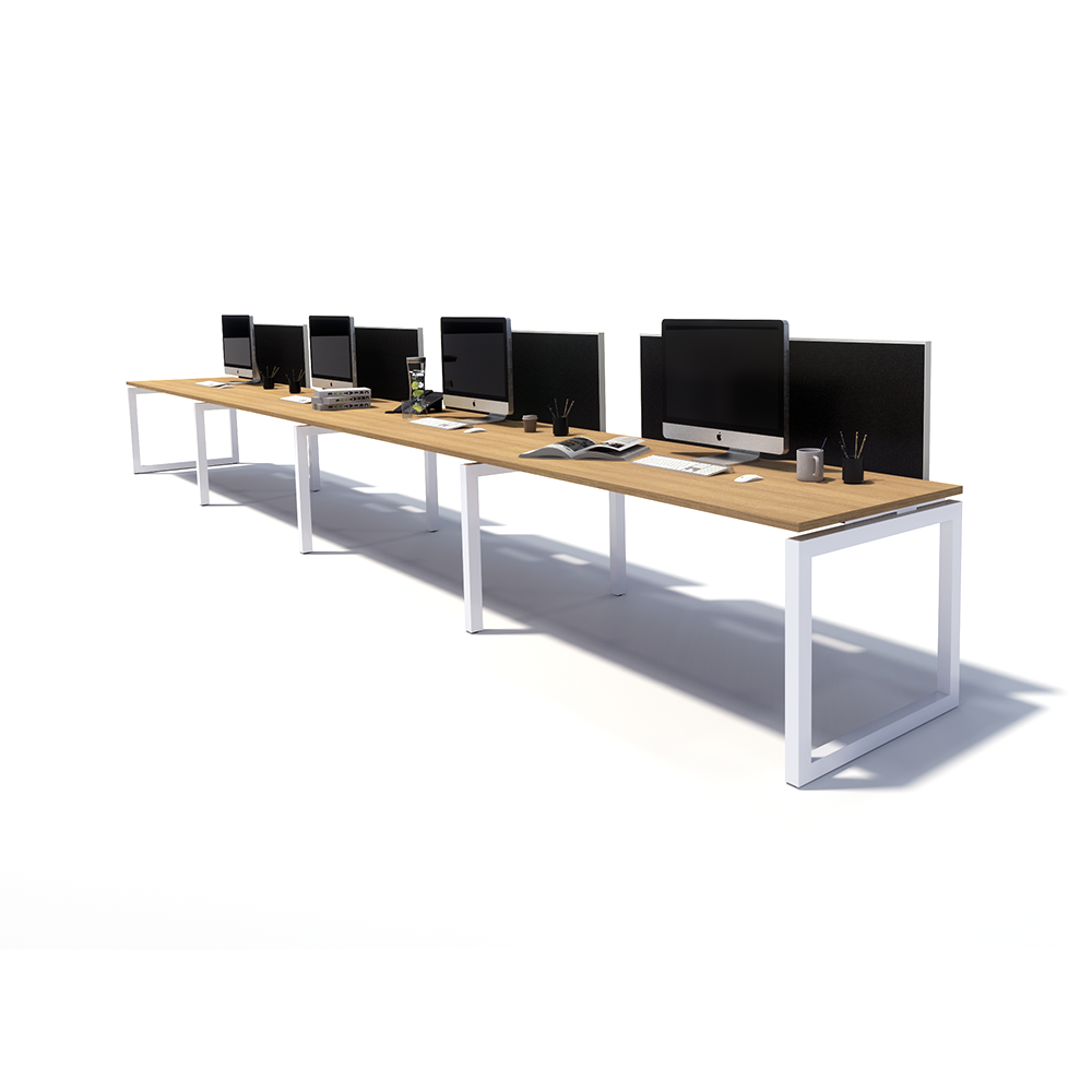 Gen O 4 Person Side by Side White Frame Workstation