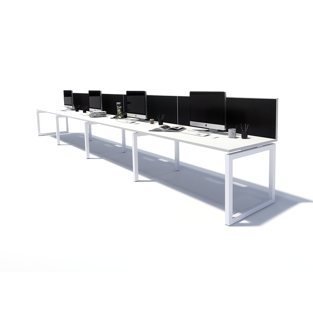Gen O 4 Person Side by Side White Frame Workstation