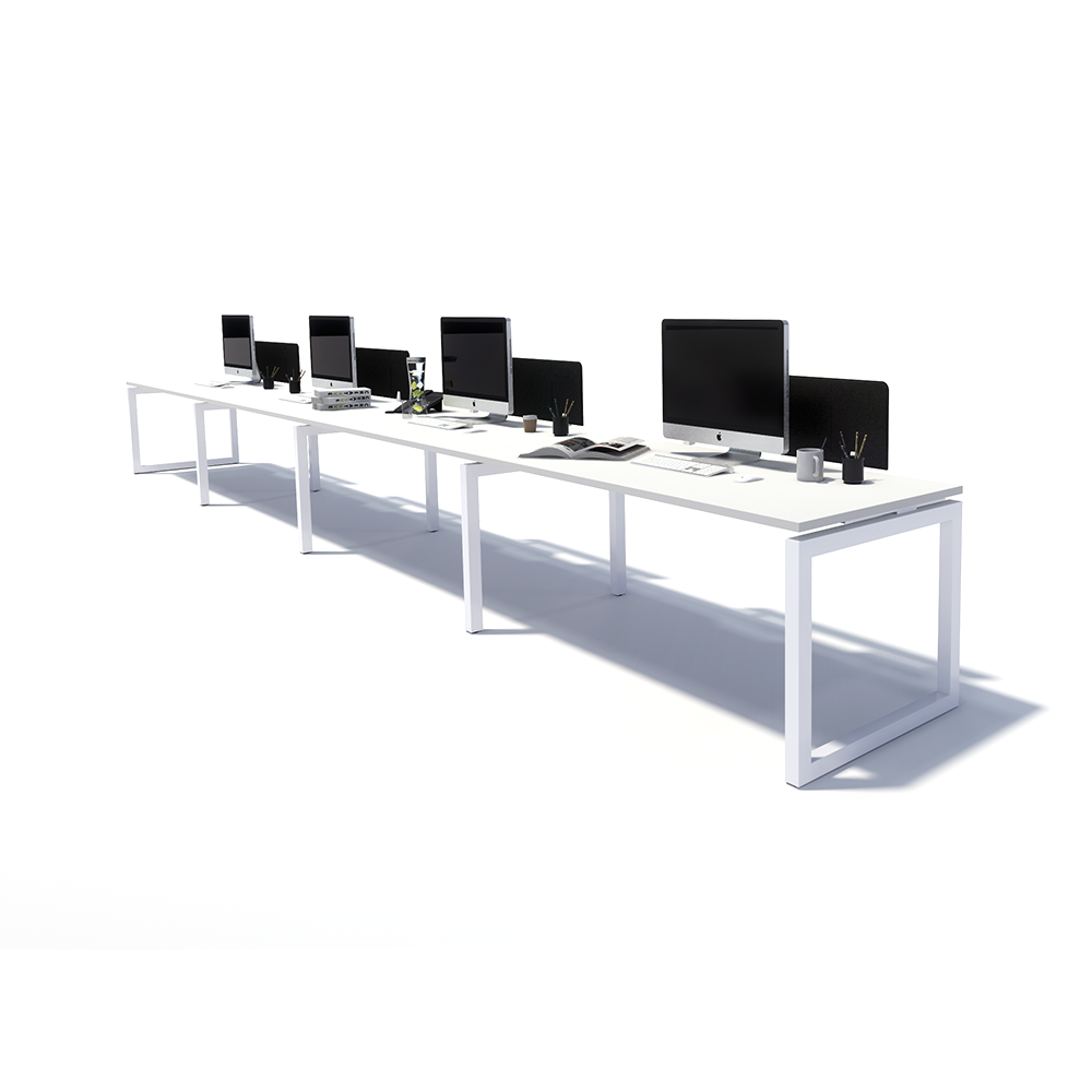 Gen O 4 Person Side by Side White Frame Workstation