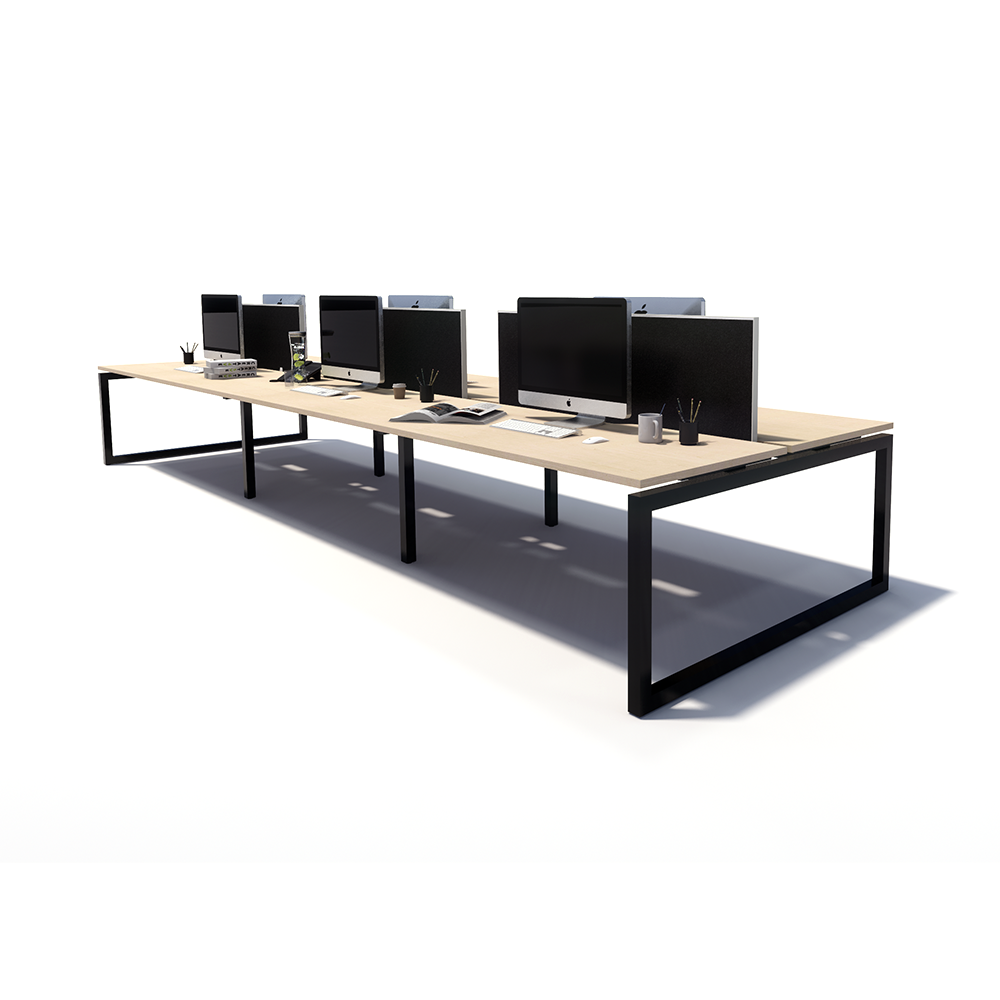 Gen O 6 Person Back to Back Black Frame Workstation