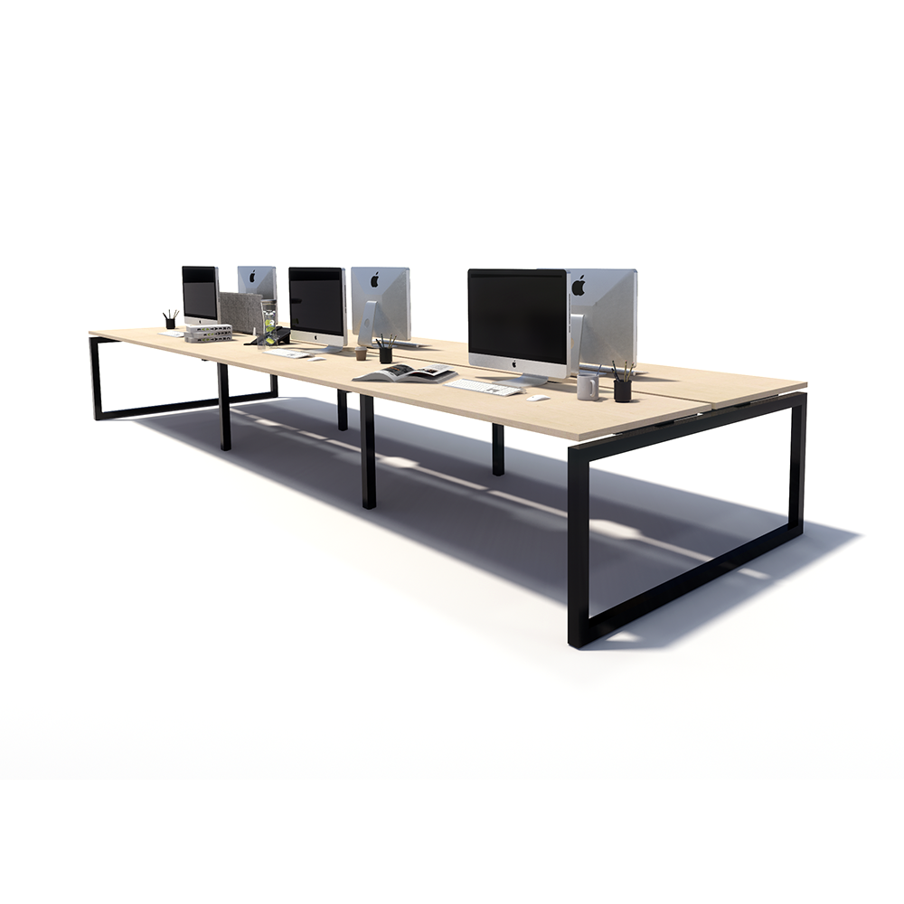 Gen O 6 Person Back to Back Black Frame Workstation