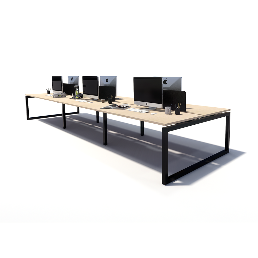 Gen O 6 Person Back to Back Black Frame Workstation