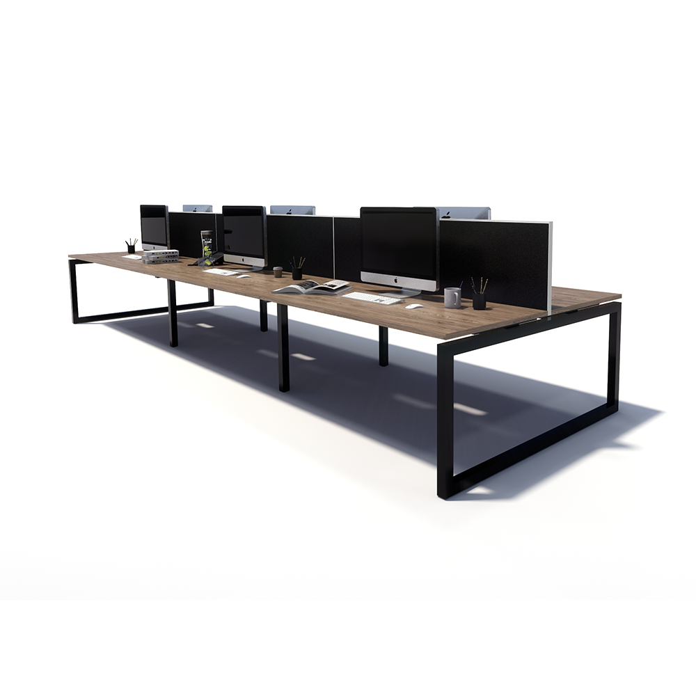 Gen O 6 Person Back to Back Black Frame Workstation