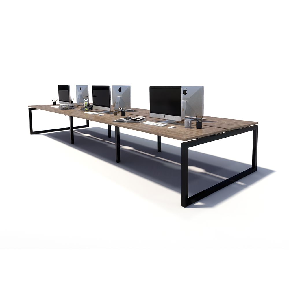 Gen O 6 Person Back to Back Black Frame Workstation