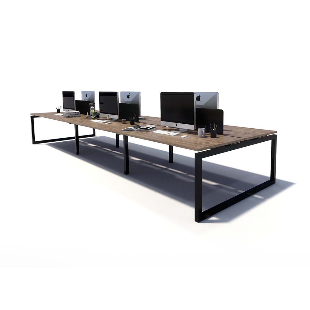 Gen O 6 Person Back to Back Black Frame Workstation
