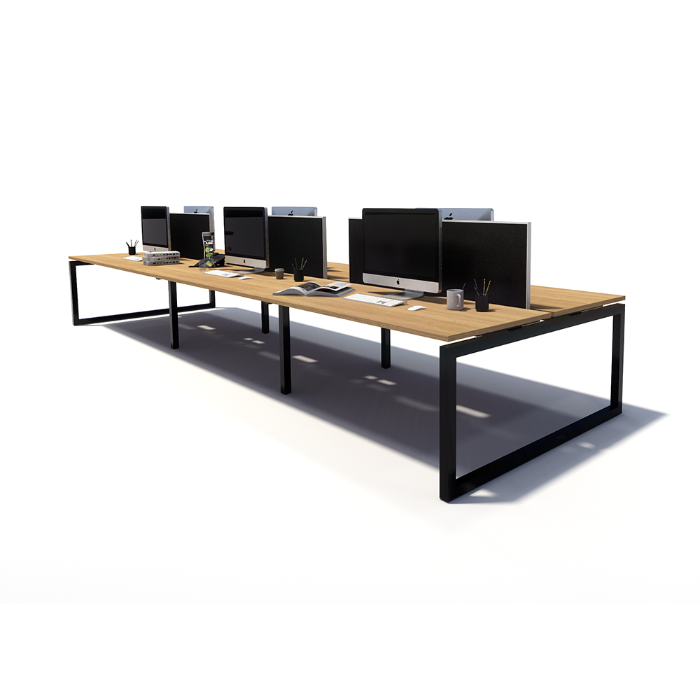 Gen O 6 Person Back to Back Black Frame Workstation