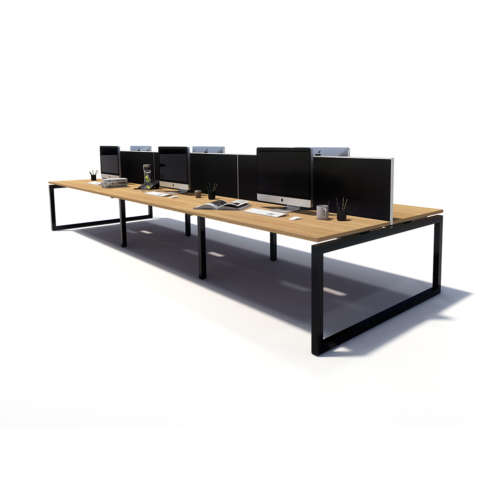 Gen O 6 Person Back to Back Black Frame Workstation
