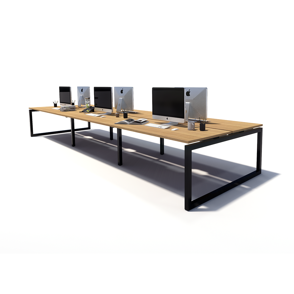 Gen O 6 Person Back to Back Black Frame Workstation