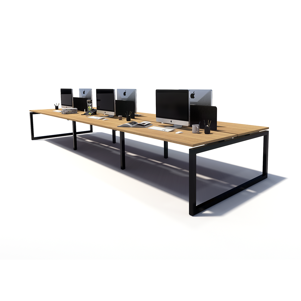 Gen O 6 Person Back to Back Black Frame Workstation