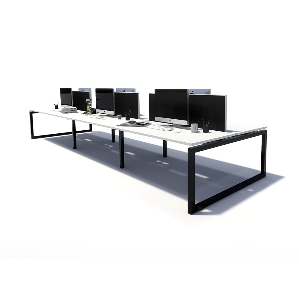 Gen O 6 Person Back to Back Black Frame Workstation