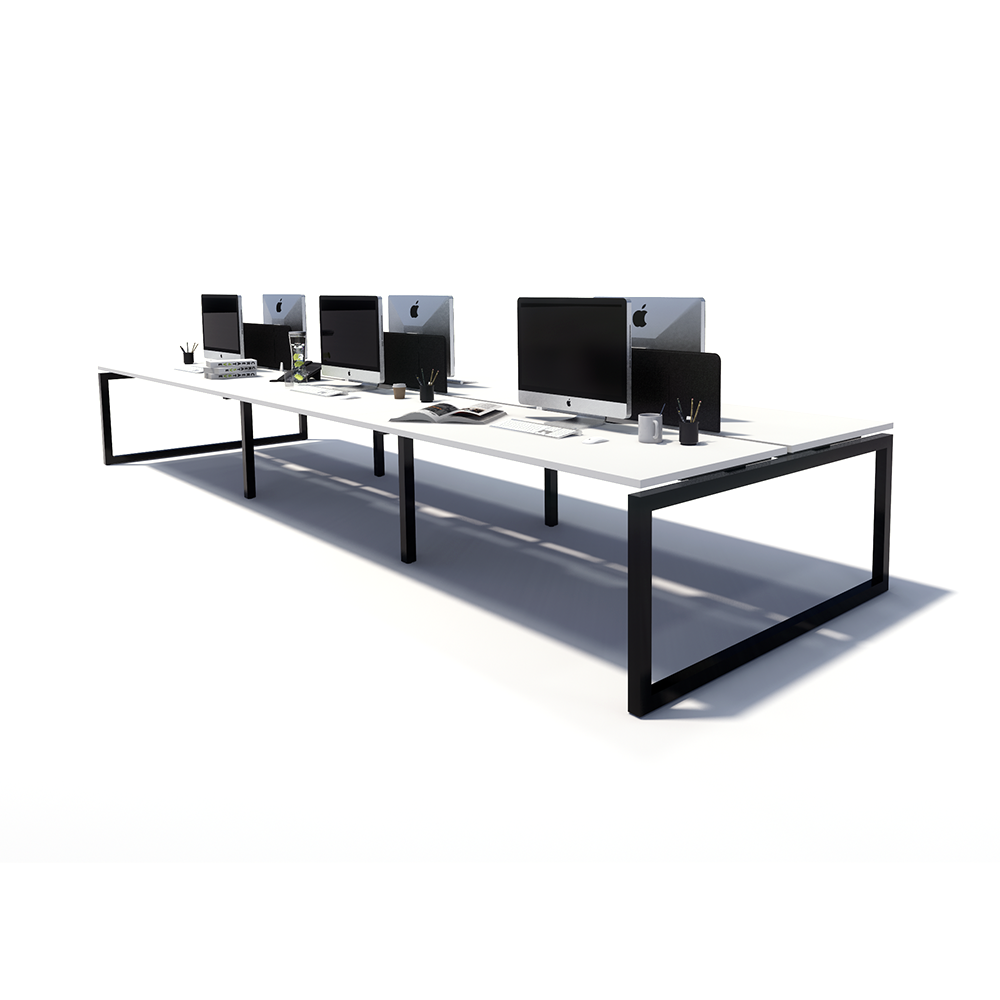 Gen O 6 Person Back to Back Black Frame Workstation
