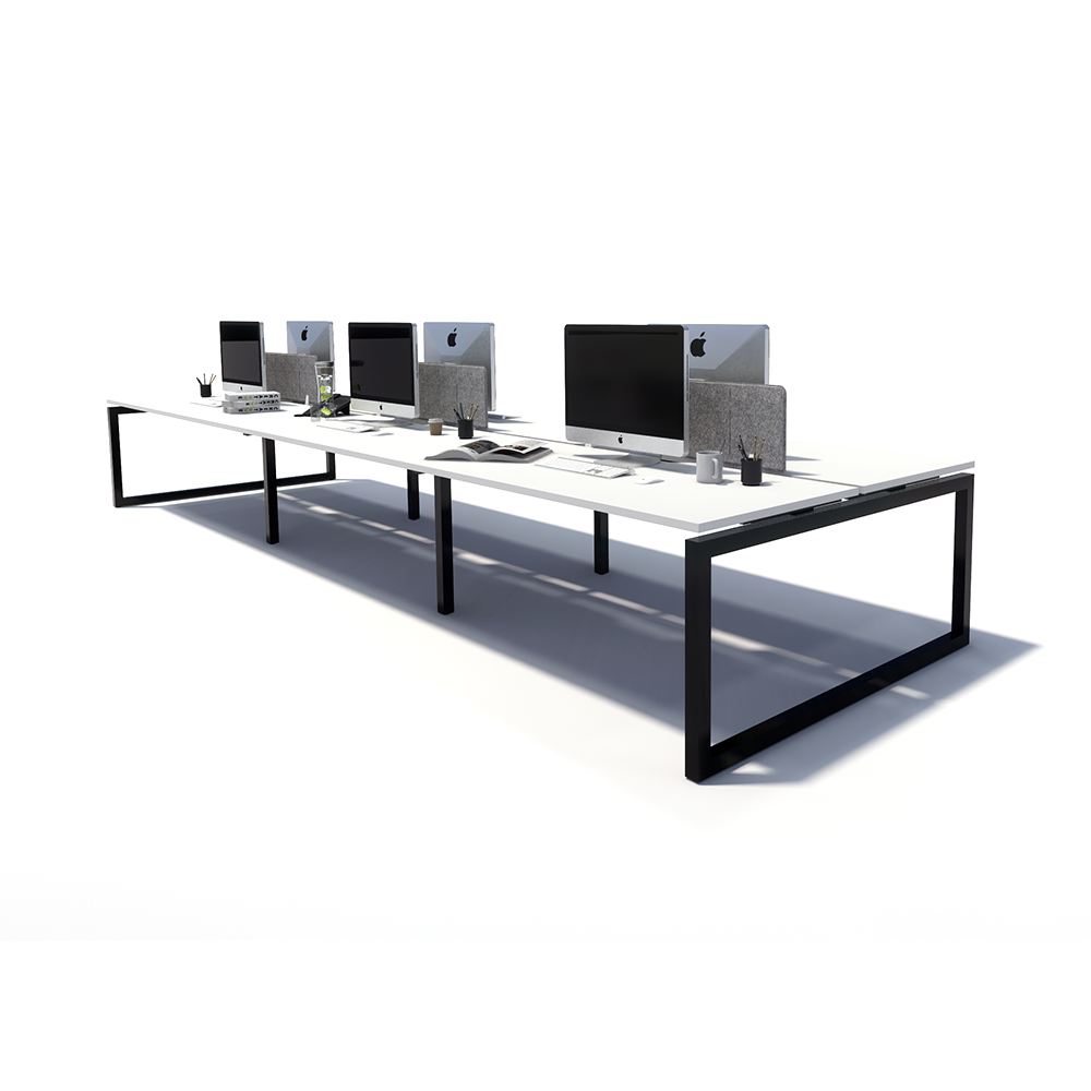 Gen O 6 Person Back to Back Black Frame Workstation