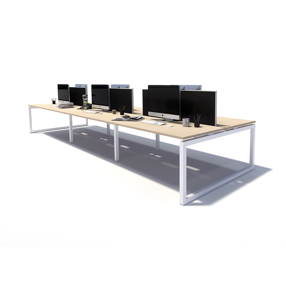 Gen O 6 Person Back to Back White Frame Workstation