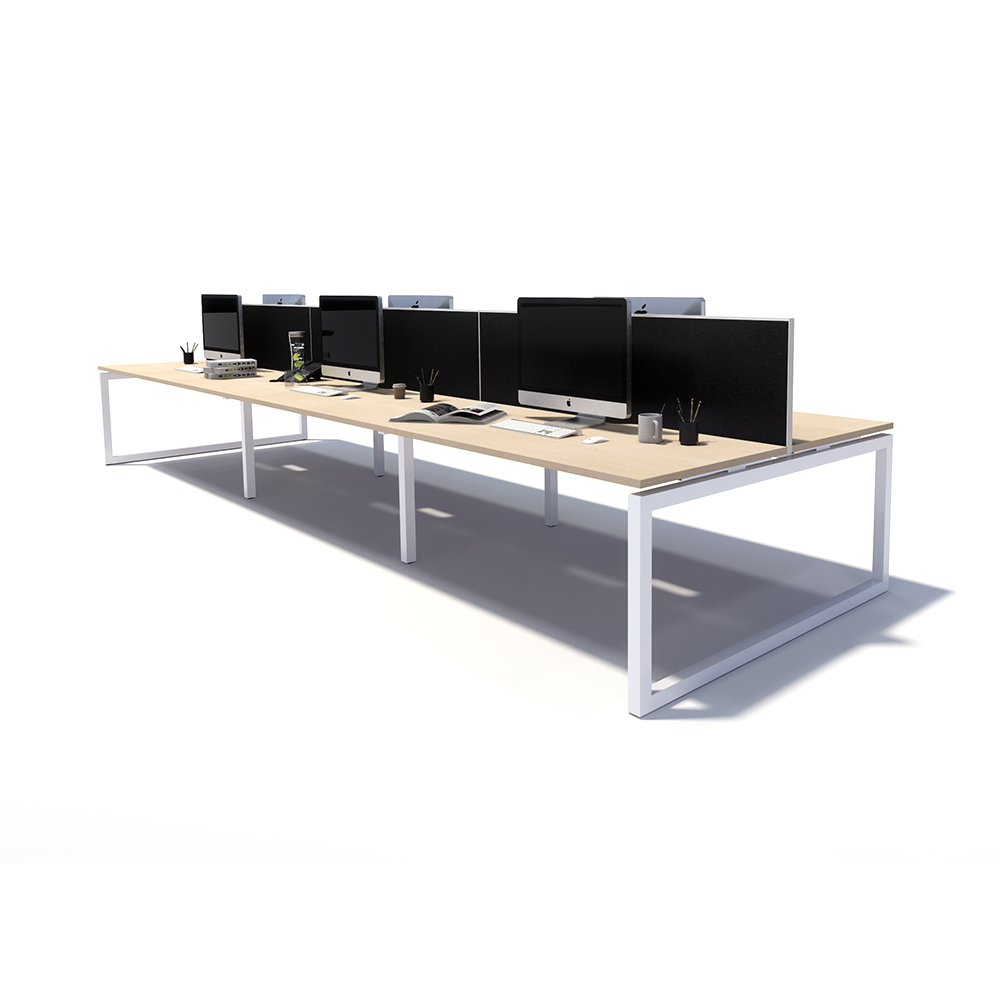 Gen O 6 Person Back to Back White Frame Workstation