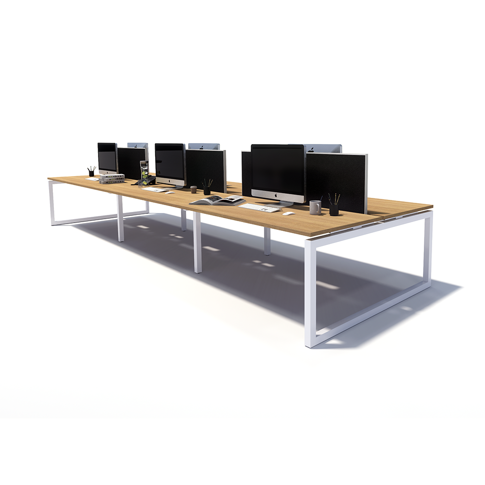 Gen O 6 Person Back to Back White Frame Workstation