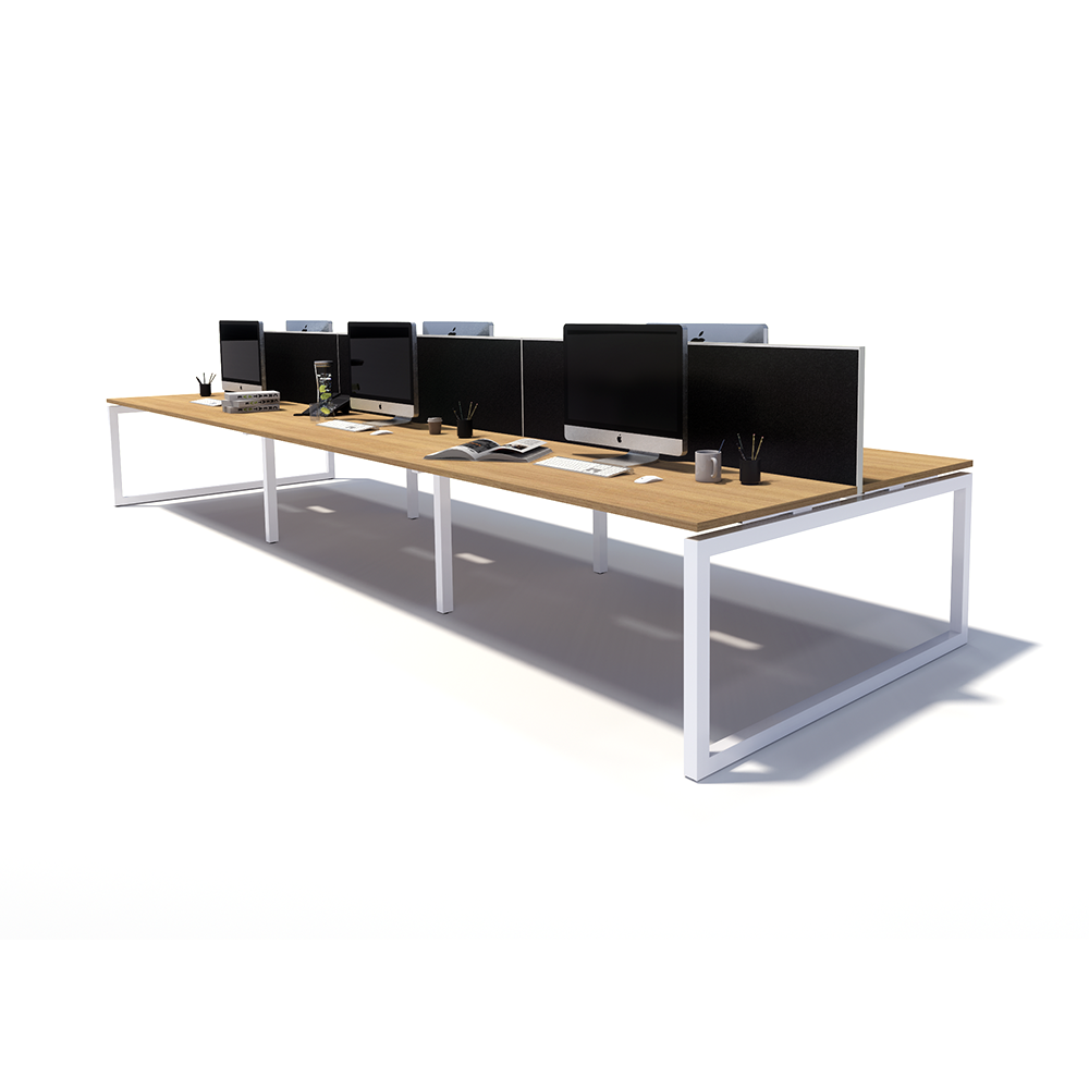 Gen O 6 Person Back to Back White Frame Workstation
