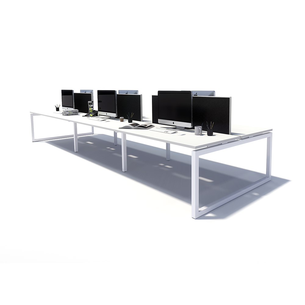 Gen O 6 Person Back to Back White Frame Workstation