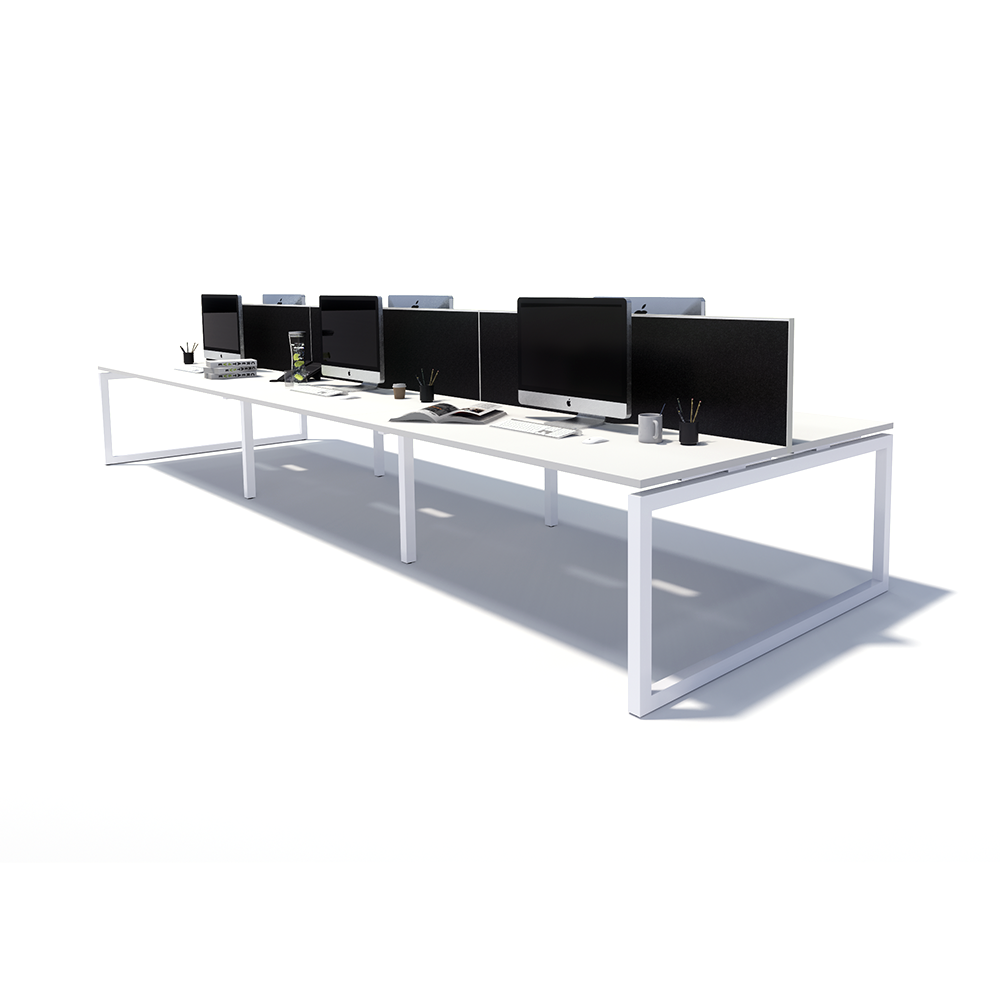 Gen O 6 Person Back to Back White Frame Workstation
