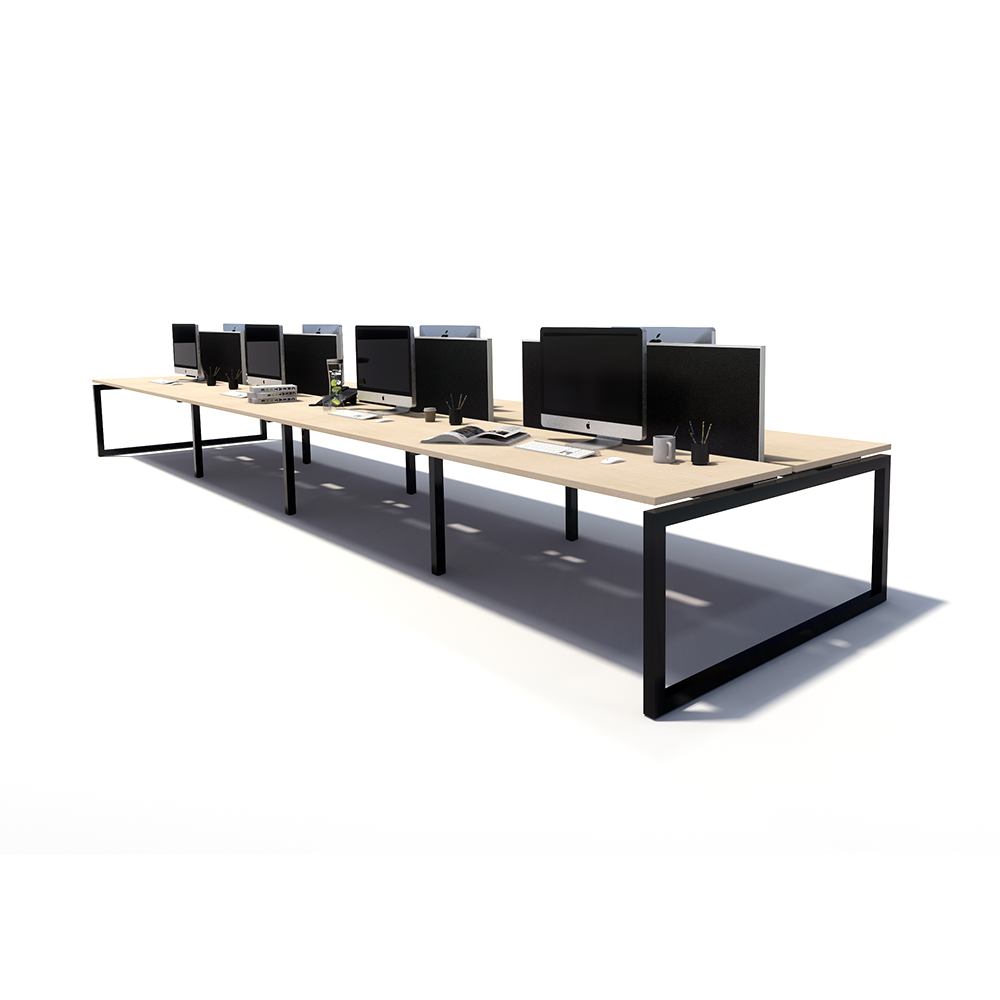 Gen O 8 Person Back to Back Black Frame Workstation