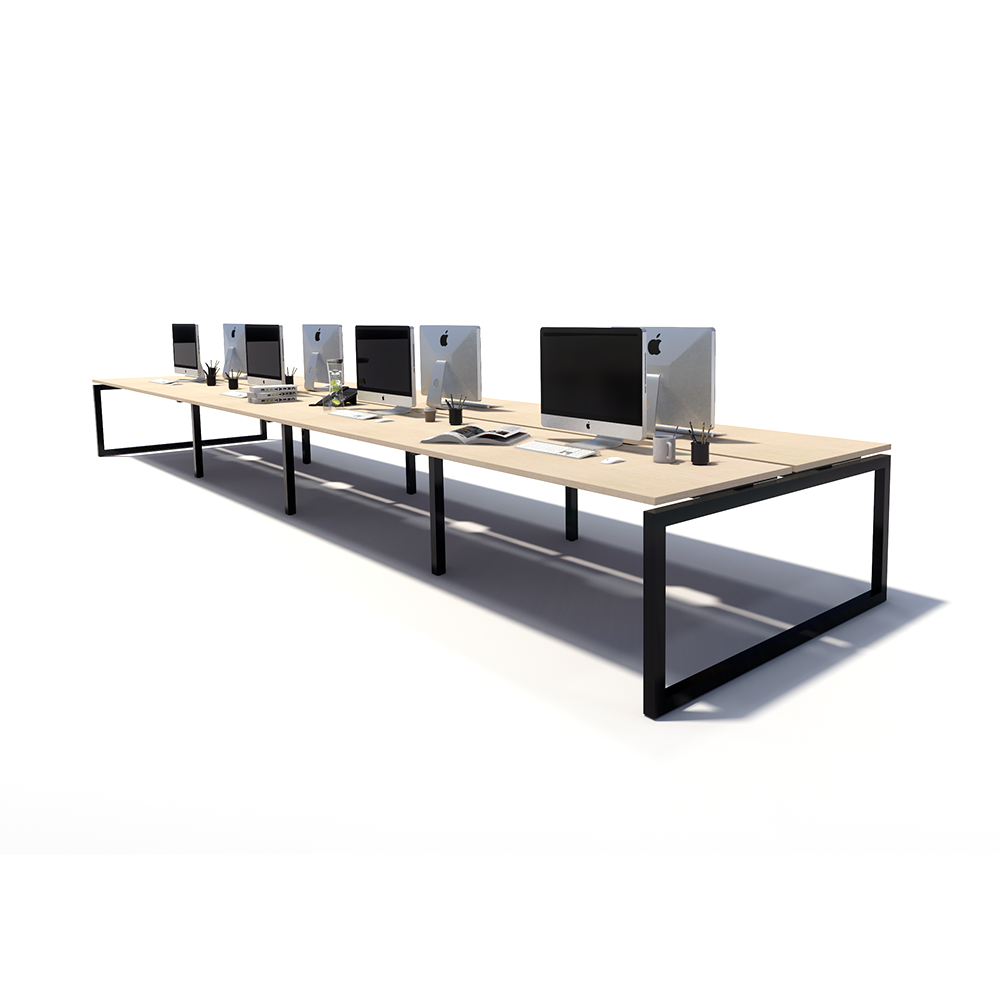 Gen O 8 Person Back to Back Black Frame Workstation