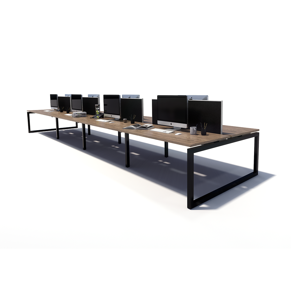 Gen O 8 Person Back to Back Black Frame Workstation