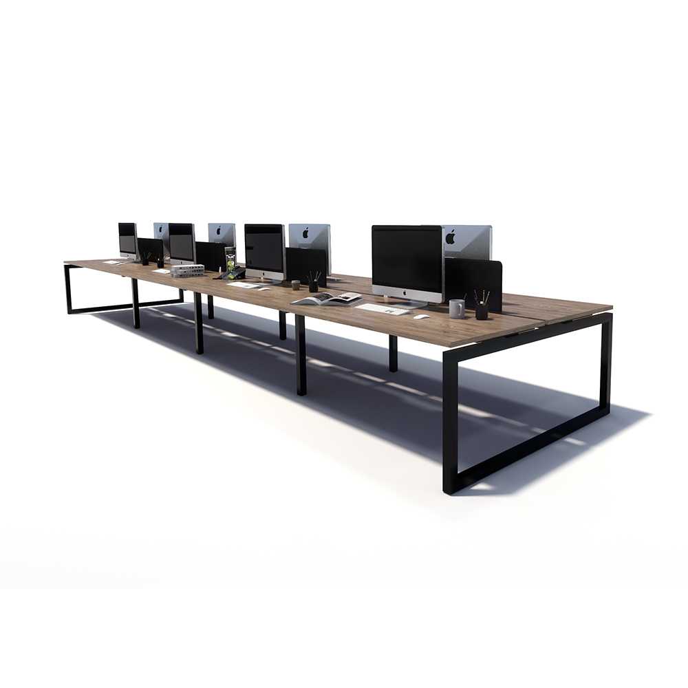 Gen O 8 Person Back to Back Black Frame Workstation