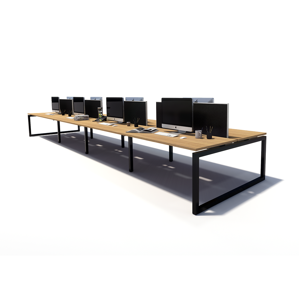 Gen O 8 Person Back to Back Black Frame Workstation