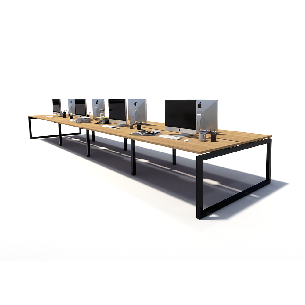 Gen O 8 Person Back to Back Black Frame Workstation
