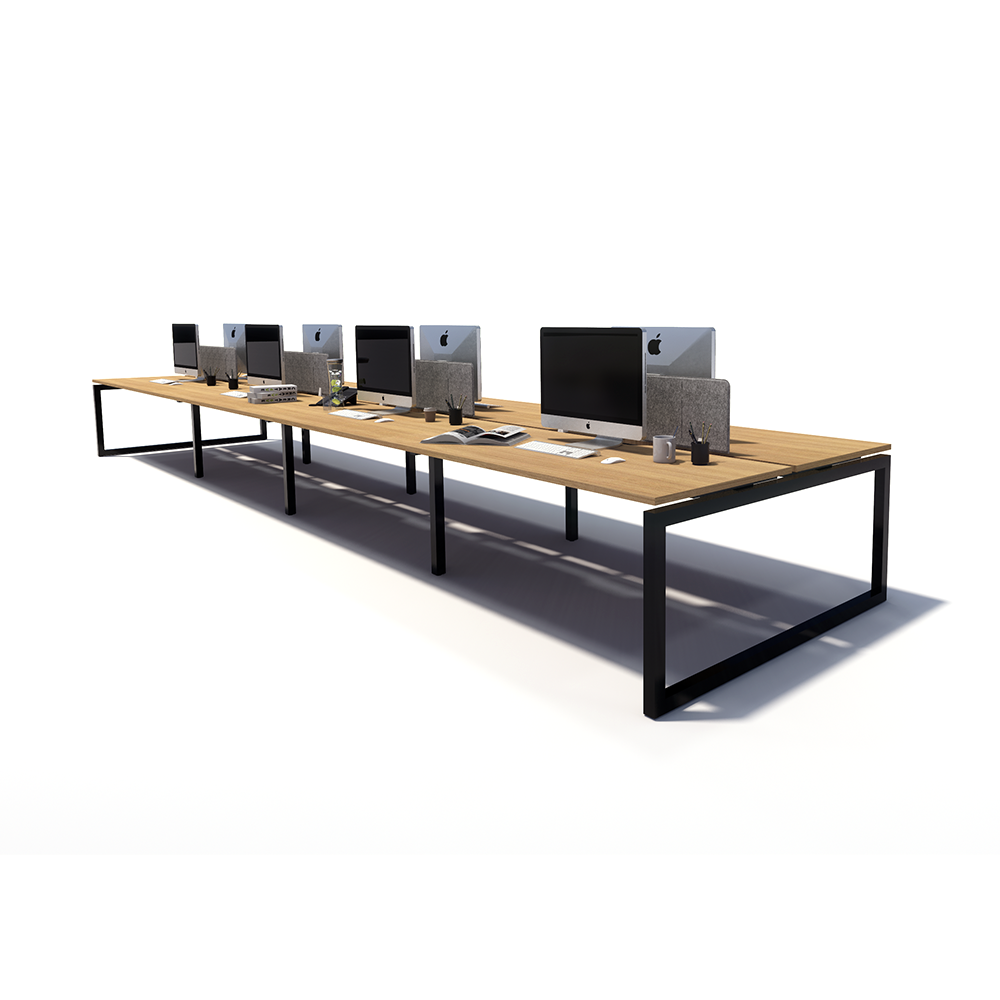 Gen O 8 Person Back to Back Black Frame Workstation