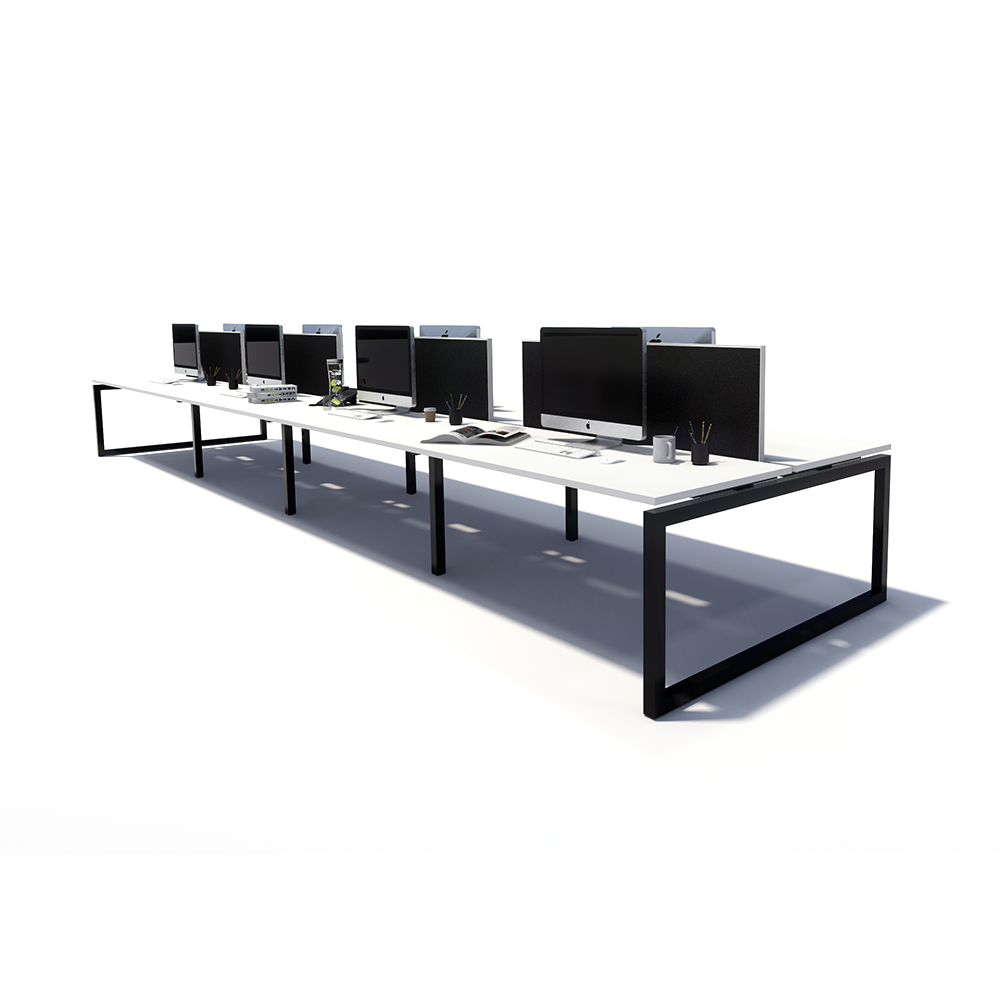 Gen O 8 Person Back to Back Black Frame Workstation