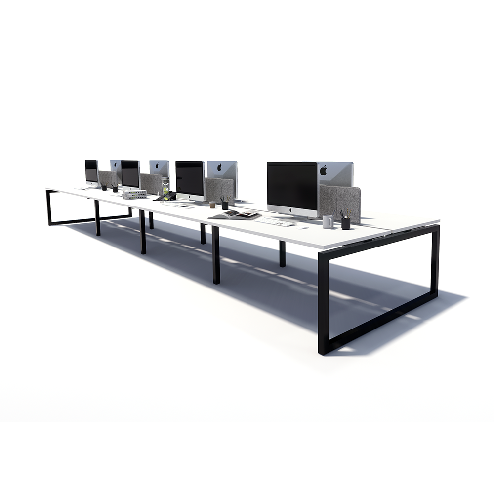 Gen O 8 Person Back to Back Black Frame Workstation