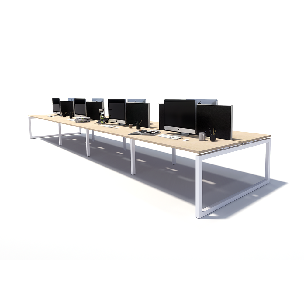 Gen O 8 Person Back to Back White Frame Workstation
