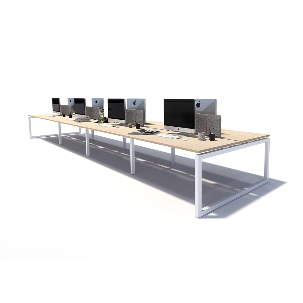 Gen O 8 Person Back to Back White Frame Workstation