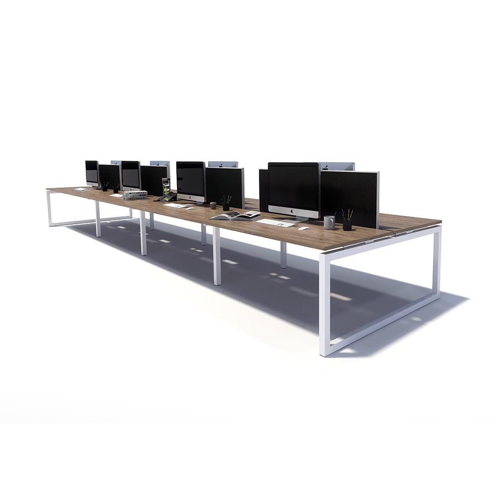Gen O 8 Person Back to Back White Frame Workstation