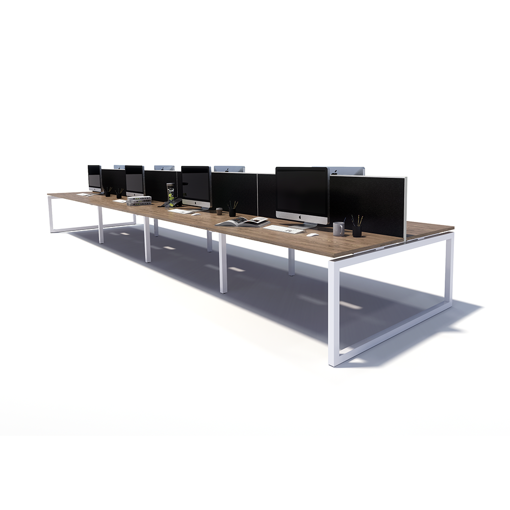 Gen O 8 Person Back to Back White Frame Workstation