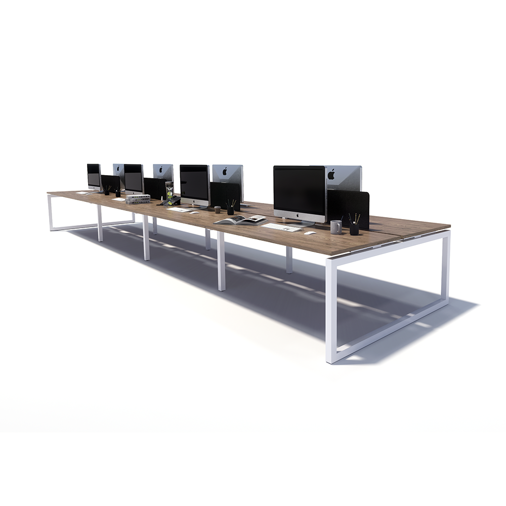 Gen O 8 Person Back to Back White Frame Workstation