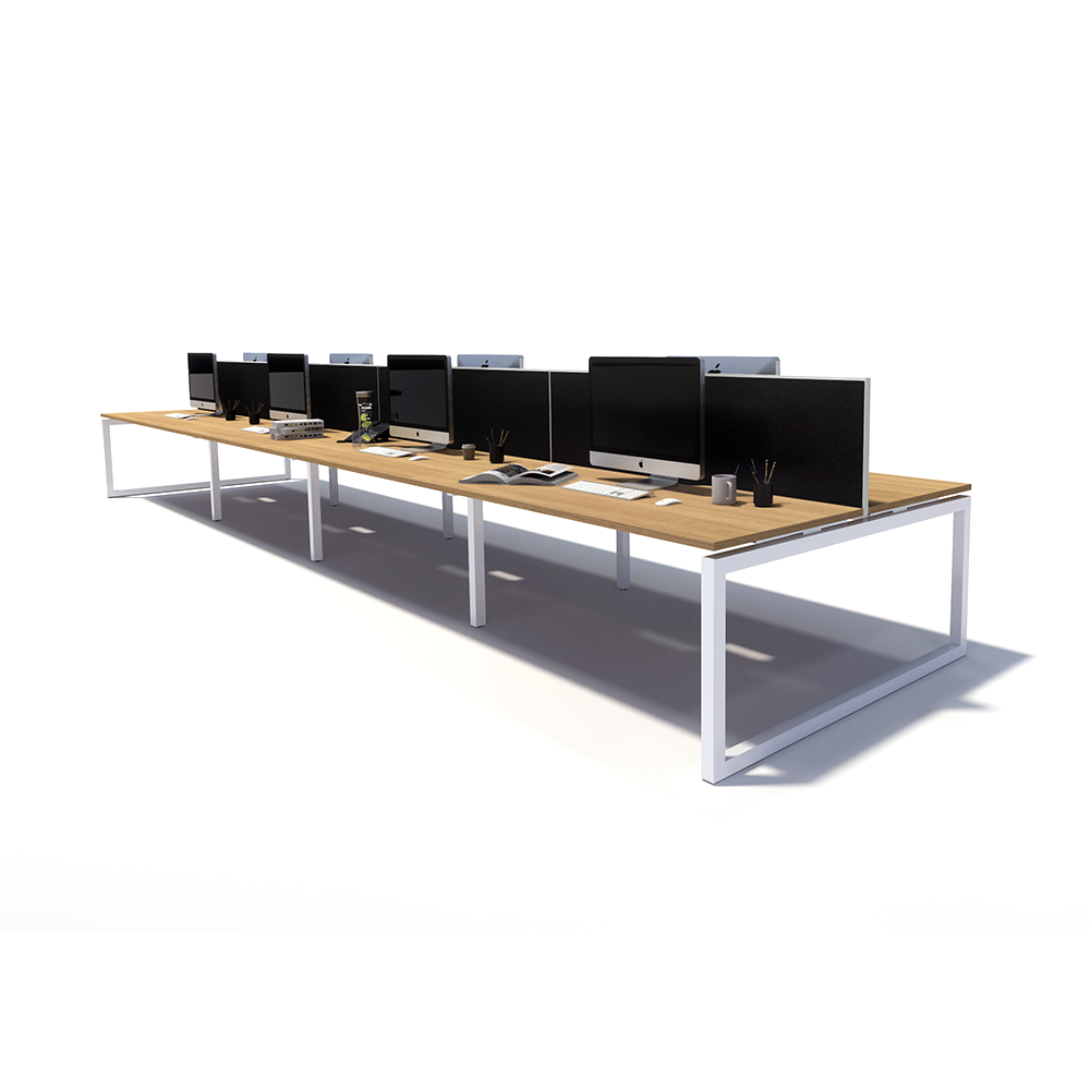 Gen O 8 Person Back to Back White Frame Workstation