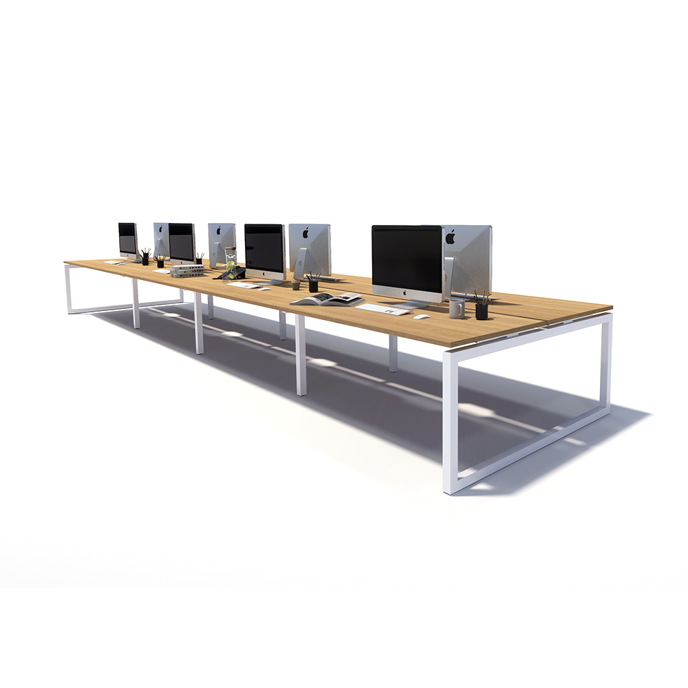 Gen O 8 Person Back to Back White Frame Workstation