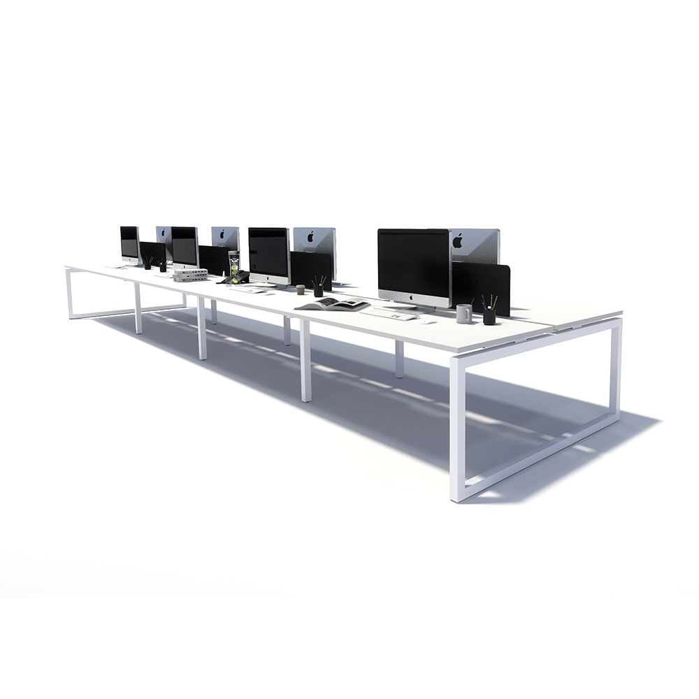 Gen O 8 Person Back to Back White Frame Workstation