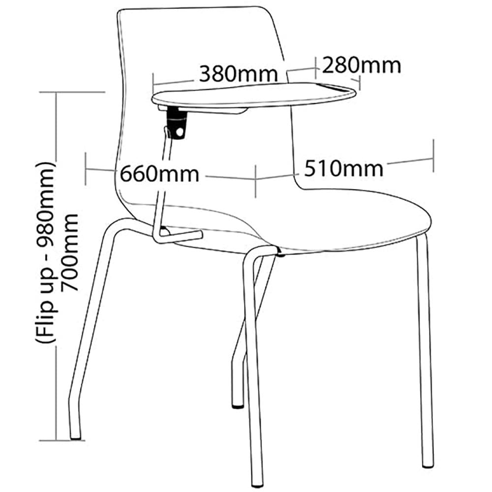 Pod 4 Leg Red Shell Upholster Training Chair with Tablet Arms
