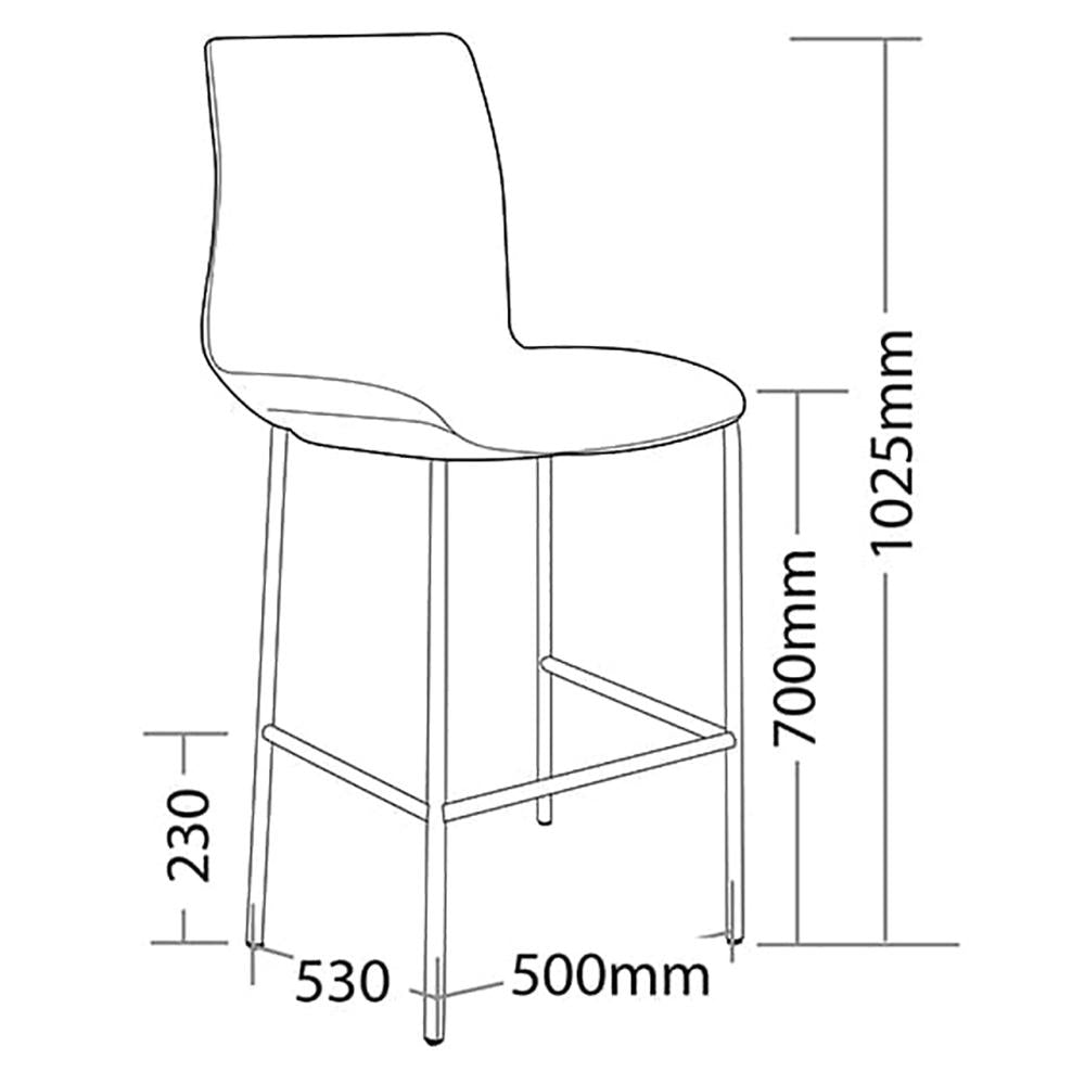 Pod 4 Leg Red Shell Upholster Cafe Stool