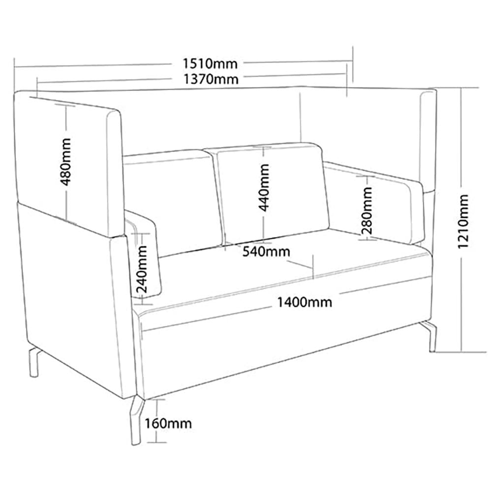 Shell Double Seat High Back Sofa